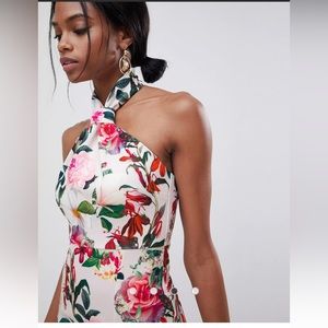 Asos Tall Floral Midi Halter Dress Size 2